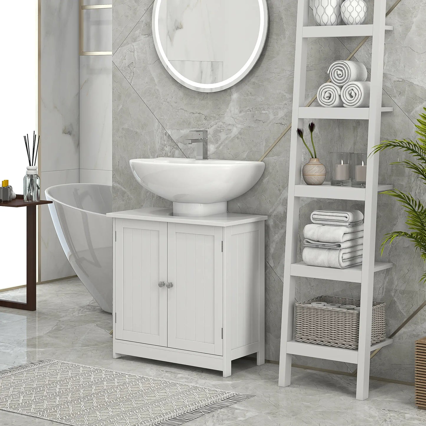 Under Sink Bathroom Cabinet, 2 Doors with Shelf, White Bathroom Cabinets at Gallery Canada