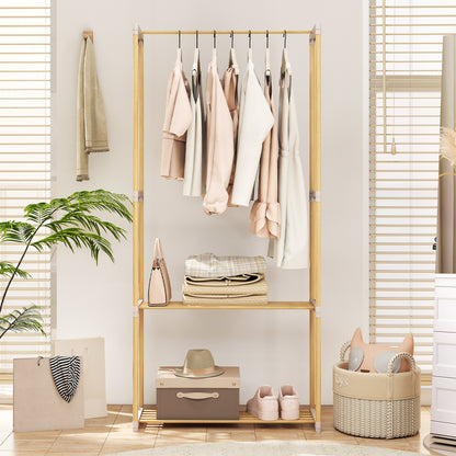 Pine Wood Clothes Rack with 2-Tier Open Storage Shelf for Hanging Clothes, Gray Clothing & Closet Storage at Gallery Canada