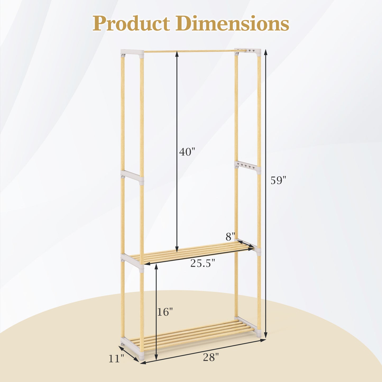 Pine Wood Clothes Rack with 2-Tier Open Storage Shelf for Hanging Clothes, Gray Clothing & Closet Storage at Gallery Canada