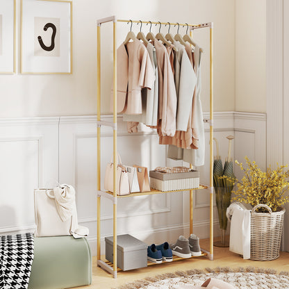 Pine Wood Clothes Rack with 2-Tier Open Storage Shelf for Hanging Clothes, Gray Clothing & Closet Storage at Gallery Canada
