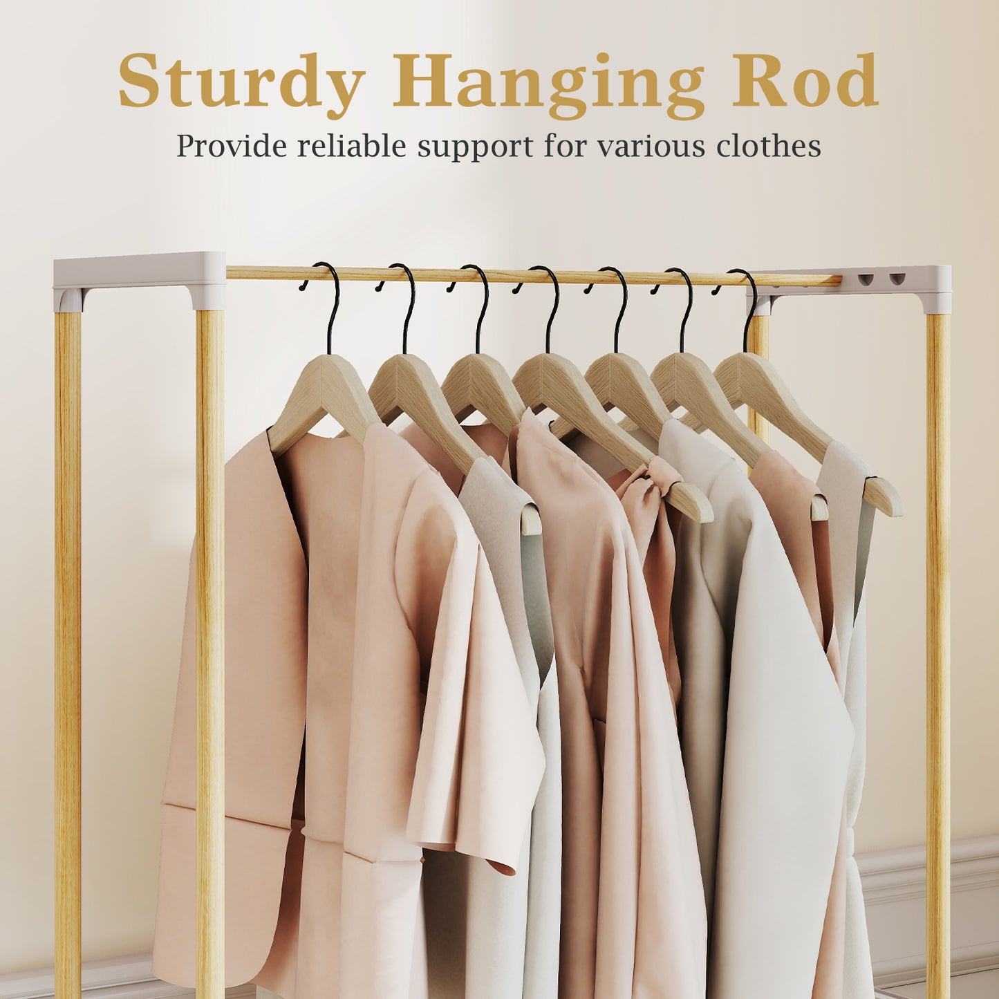 Pine Wood Clothes Rack with 2-Tier Open Storage Shelf for Hanging Clothes, Gray Clothing & Closet Storage at Gallery Canada
