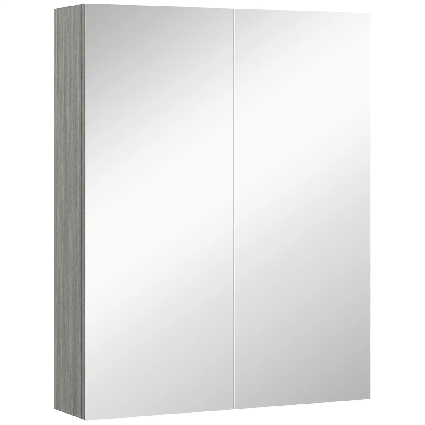 Wall Mount Mirrored Medicine Cabinet, Adjustable Shelf, Double Soft Closing Doors, Grey Mirror Medicine Cabinets Grey at Gallery Canada