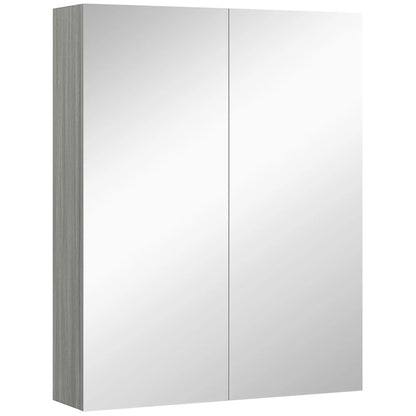 Wall Mount Mirrored Medicine Cabinet, Adjustable Shelf, Double Soft Closing Doors, Grey Mirror Medicine Cabinets Grey at Gallery Canada