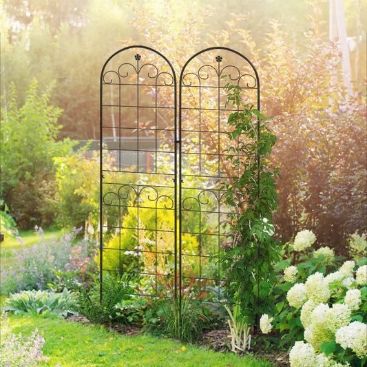 2 Pcs Metal Garden Trellis, Outdoor Plant Support, Patio Lawn Backyard Plant Stands Black at Gallery Canada