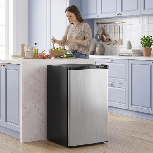 3.2 Cu Ft Mini Fridge, Single Door Compact Refrigerator, Silver Small Kitchen Appliances Multi Colour at Gallery Canada