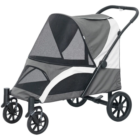 Foldable Pet Stroller For Large Dogs, Four Big Wheels, Dark Grey Dog Bike Trailers & Strollers Dark Grey at Gallery Canada