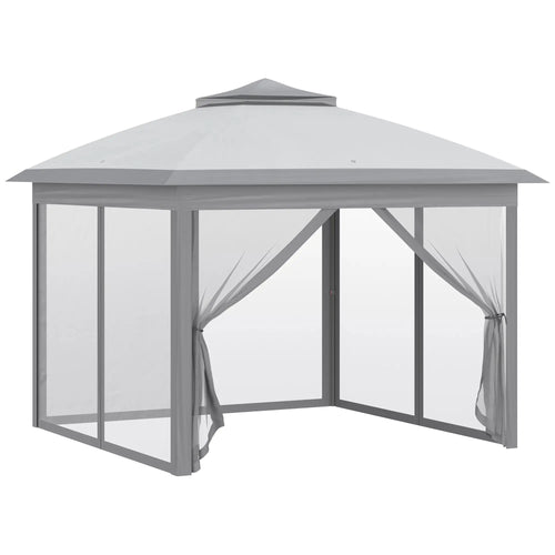 11' x 11' Pop Up Gazebo, Double Roof Foldable Canopy Tent, Grey