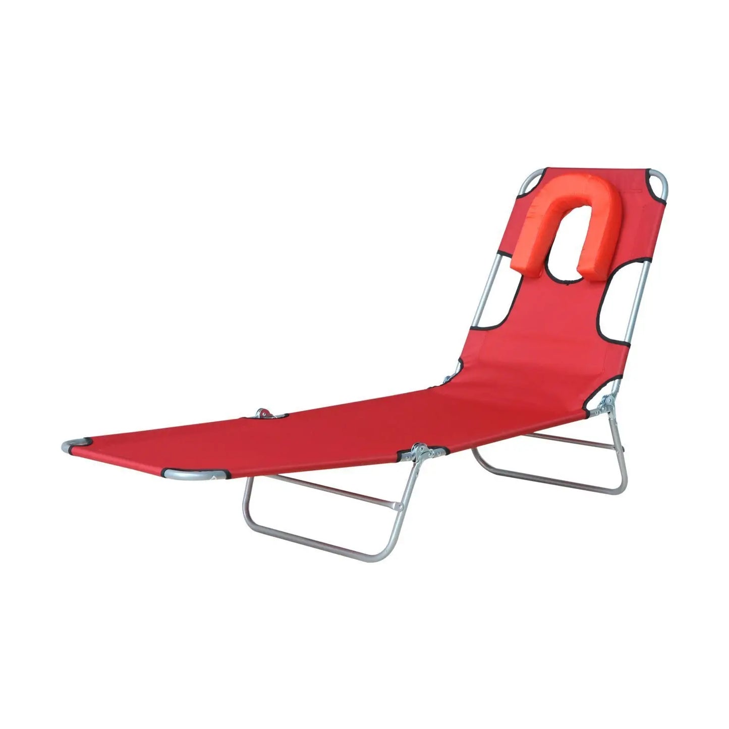 Outdoor Lounge Chair, Adjustable Folding Chaise, Sun Lounger Bed, Red Lounger Chairs Red at Gallery Canada