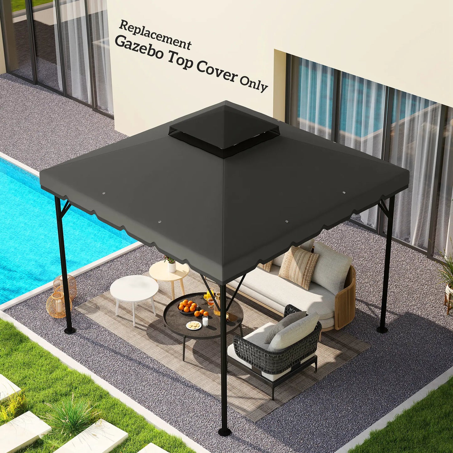 10' x 10' Gazebo Canopy Replacement, Light Grey/Dark Grey Gazebo Canopy Replacement at Gallery Canada