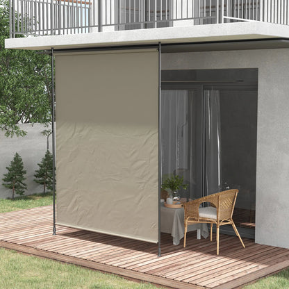 7' x 10' Retractable Patio Awning, Manual Outdoor Privacy Screen, Beige Retractable Side Awning at Gallery Canada