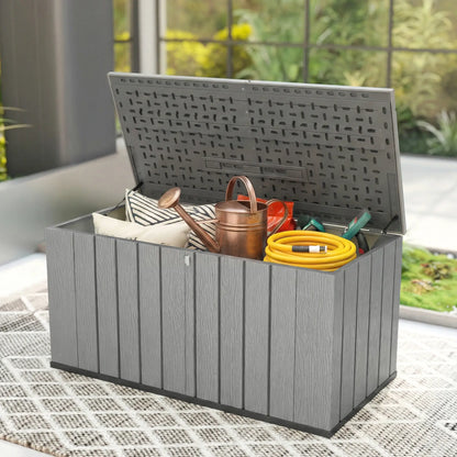 Large Capacity Outdoor Storage Box, 125.5 gal, Lockable Lid, Grey Patio Storage Boxes at Gallery Canada