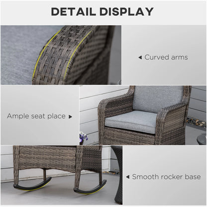 Outdoor Wicker Rocking Chair, PE Rattan Porch Rocker, Grey Outdoor Rocking Chairs at Gallery Canada