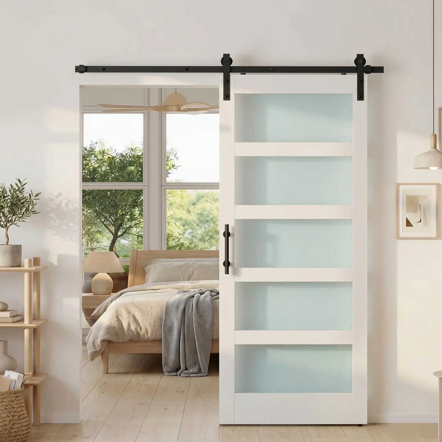 Sliding Barn Door 36x84 In, PVC, Hardware Kit, White