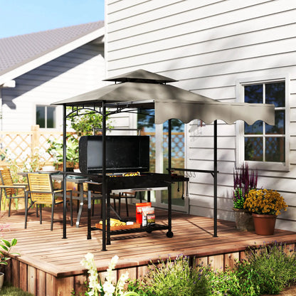 8' x 5' Grill Gazebo, Double Tiered, Light Grey BBQ Grill Gazebos at Gallery Canada