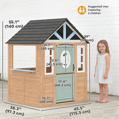 Kids Outdoor Playhouse, Wooden Cottage With Pet Door, Play Kitchen Play Houses at Gallery Canada