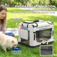 Soft-Sided Pet Carrier Bag for Small Dogs, Light Grey