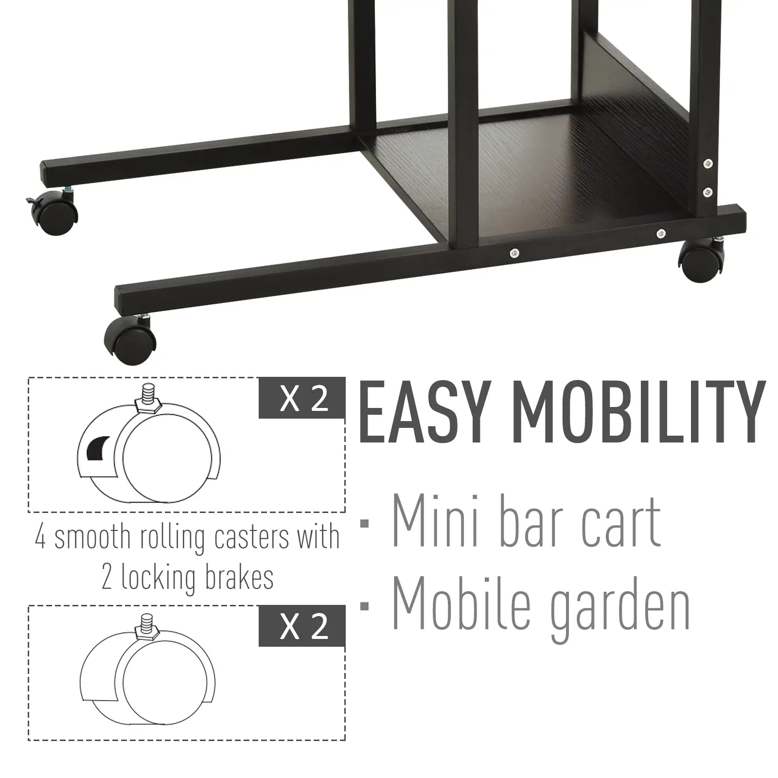 Mobile Standing Desk, Adjustable Height 31.5 inch, Black Side Tables at Gallery Canada