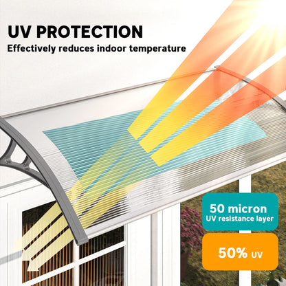 Window Awning Door Canopy, Polycarbonate Patio Cover, 43.3" x 23.6", Clear Door Awnings at Gallery Canada
