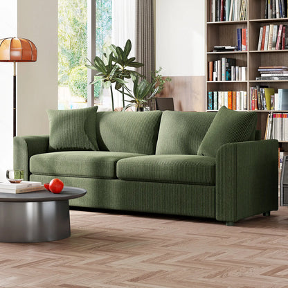 3 Seater Sofa, 83.5" Upholstered Couch, Pocket Spring, 2 Cushions, Green 3-Seater Sofas at Gallery Canada