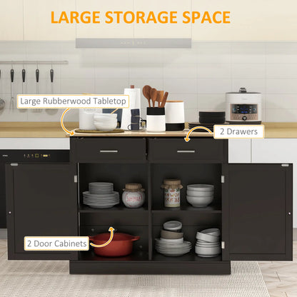 Kitchen Island with Drop Leaf, 2 Drawers, Adjustable Shelves, Black Kitchen Islands & Kitchen Carts at Gallery Canada