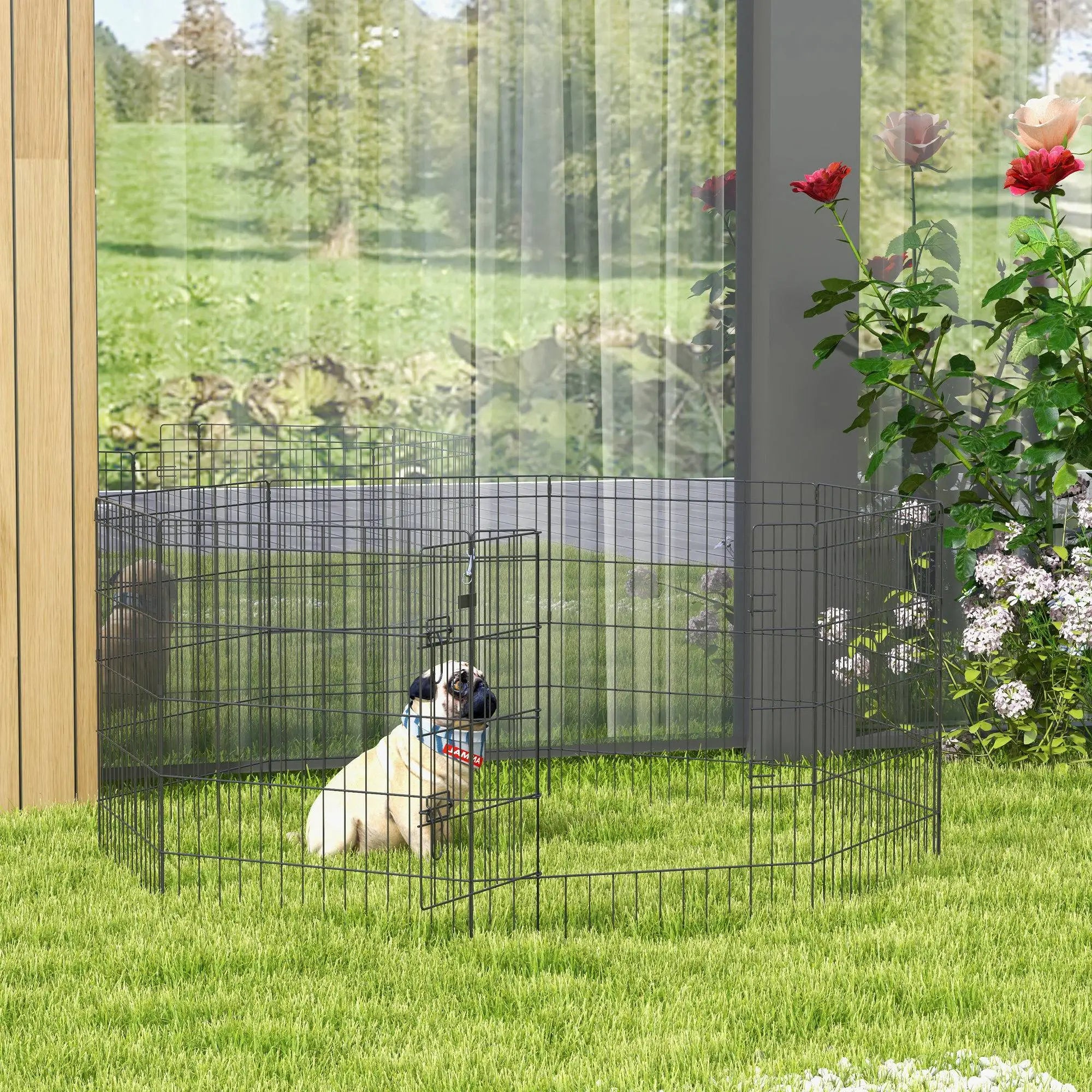 30inch Foldable Metal Pet Playpen, Dog Kennel Cage, 8 Panel Houses, Kennels & Pens at Gallery Canada