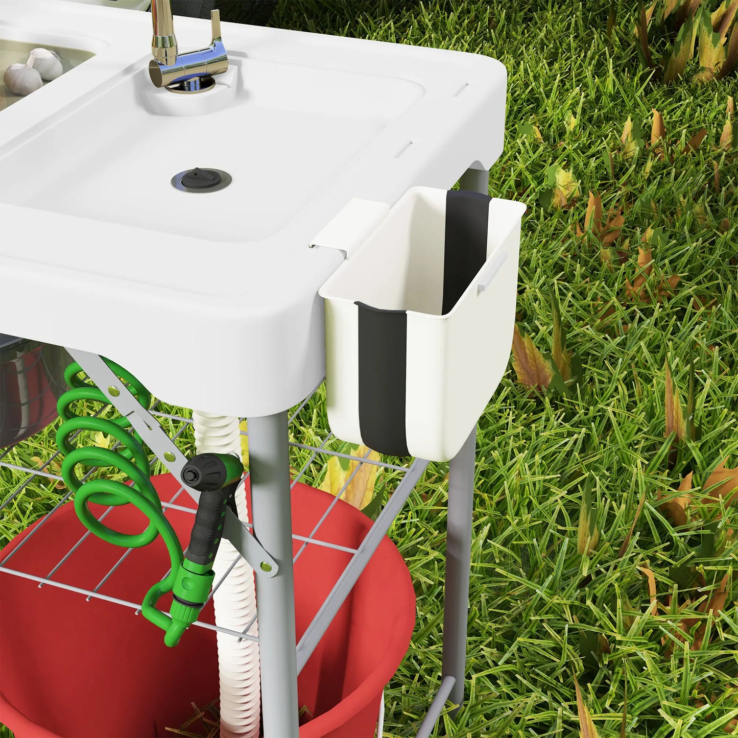 Folding Fish Cleaning Table with Sinks, Outdoor Sink Station, White Picnic Tables & Camping Chairs at Gallery Canada