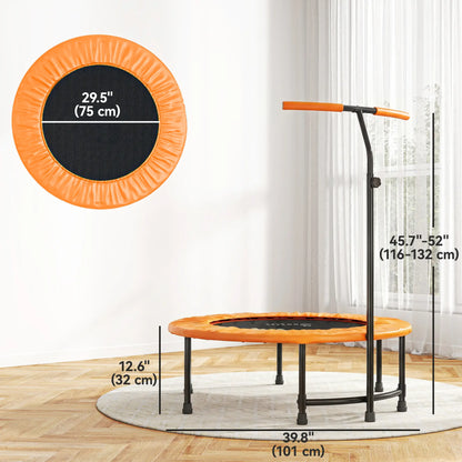 39" Mini Exercise Trampoline, Adjustable T-Bar, Orange Trampolines at Gallery Canada