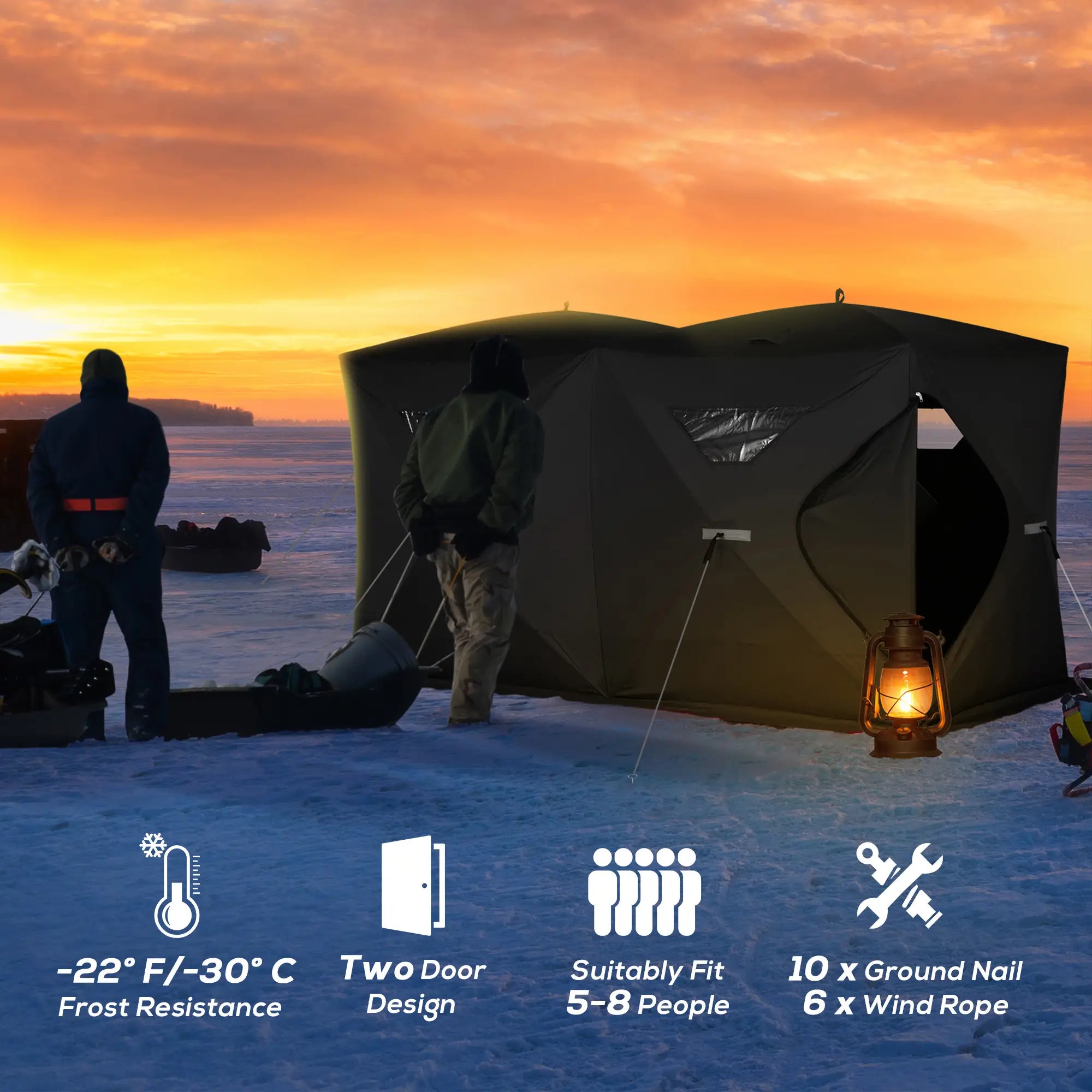 5-8 Person Pop-Up Ice Fishing Shelter, Portable Tent, Black Ice Fishing Tents at Gallery Canada