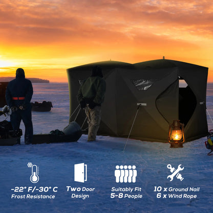 5-8 Person Pop-Up Ice Fishing Shelter, Portable Tent, Black Ice Fishing Tents at Gallery Canada