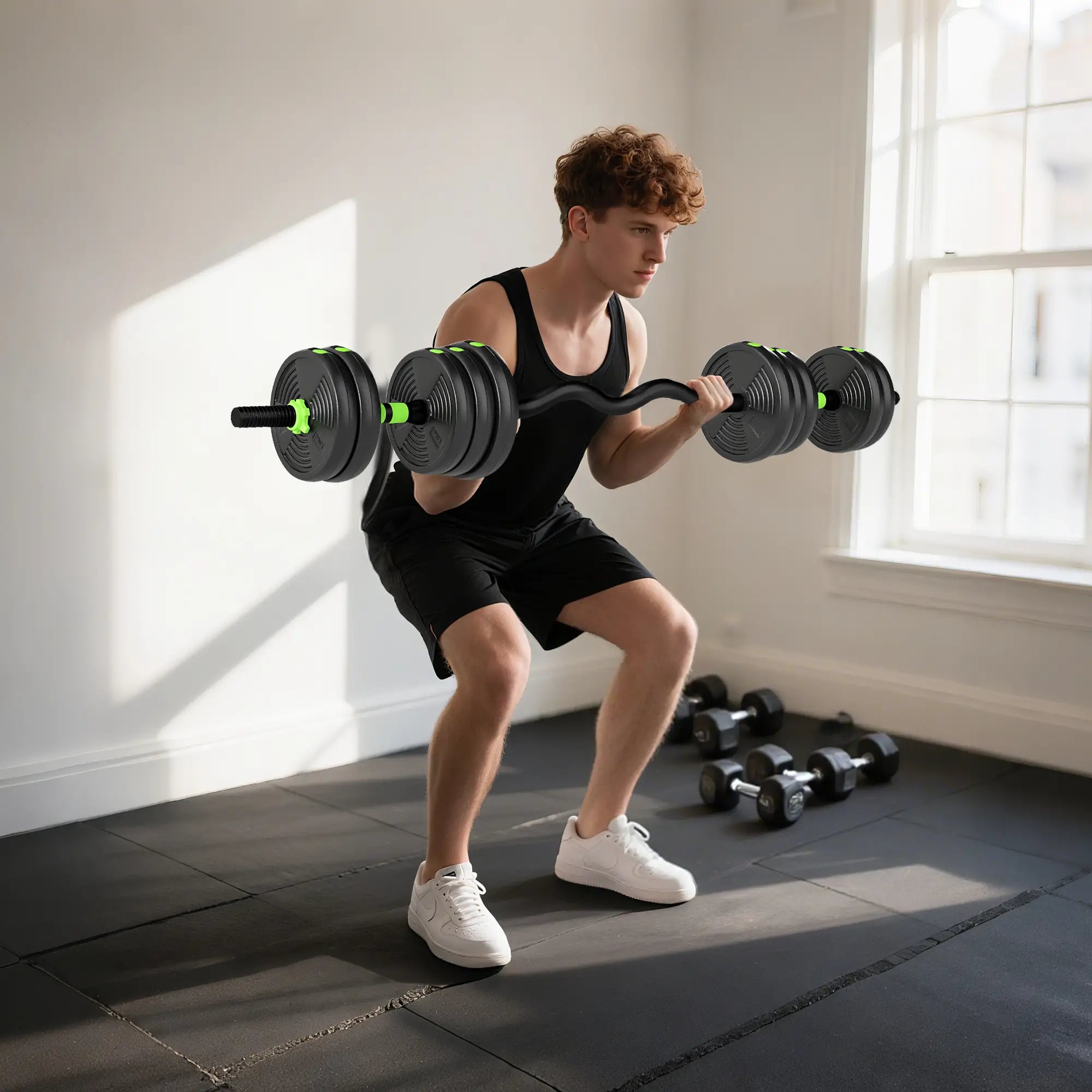 Adjustable Dumbbell Set, 3 in 1 Weights, 55lb with Connector, Non-Slip Grip Dumbbells & Barbells at Gallery Canada