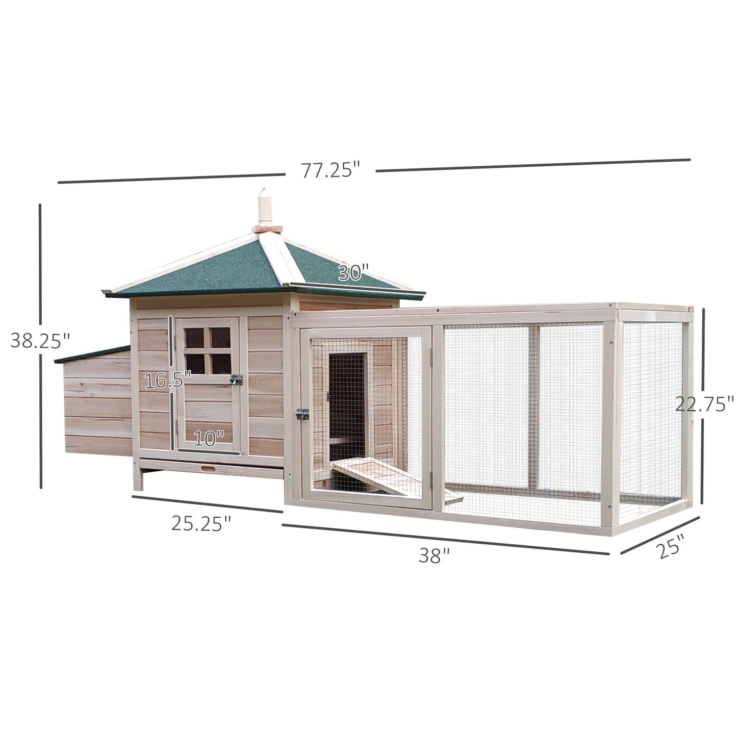 77" Chicken Coop Hen House Rabbit Hutch Poultry Cage Pen Outdoor Backyard with Nesting Box Run Natural - Gallery Canada