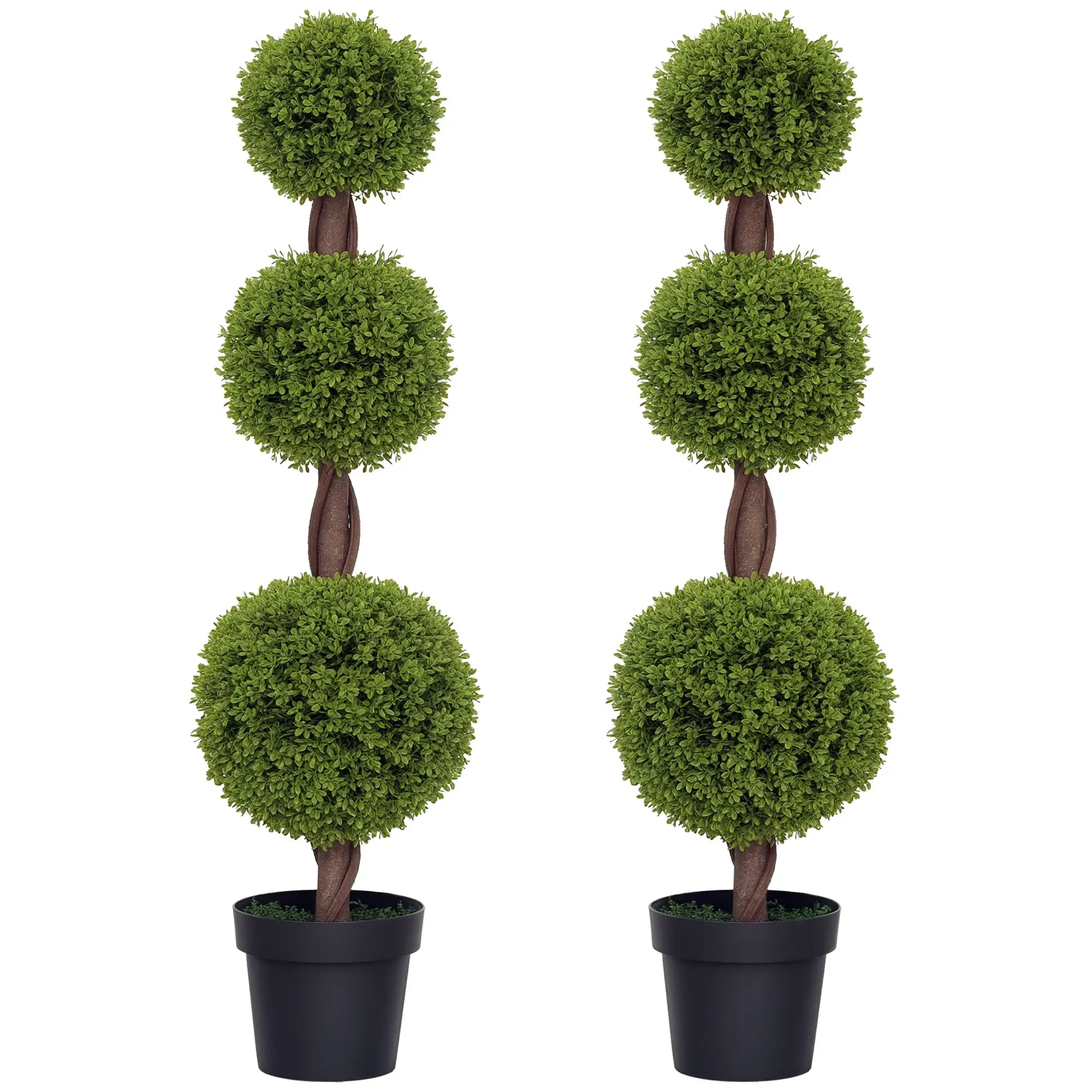 Artificial Ball Boxwood Topiary Trees, Set of 2, Indoor Outdoor Decor, Green Artificial Trees at Gallery Canada