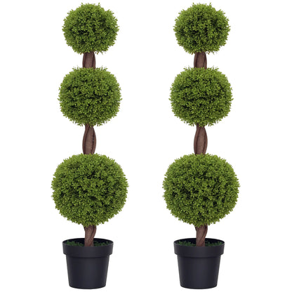 Artificial Ball Boxwood Topiary Trees, Set of 2, Indoor Outdoor Decor, Green Artificial Trees at Gallery Canada