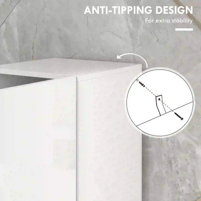 Tall Bathroom Cabinet, High Gloss Storage, Adjustable Shelves, 11.8" x 11.8" x 71.5", White Bathroom Cabinets at Gallery Canada