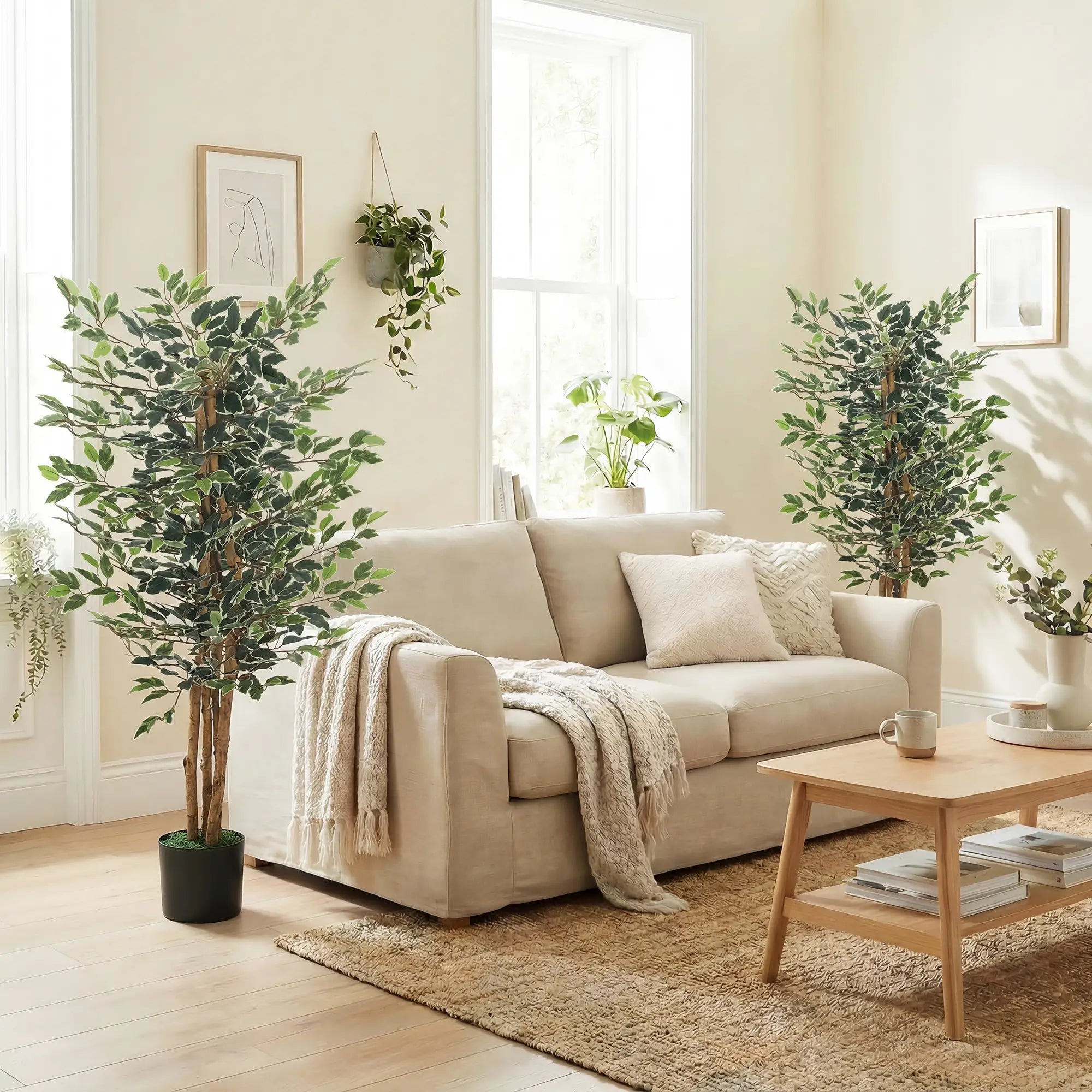 Artificial Ficus Tree With Leaves, Faux Plant In Nursery Pot Artificial Trees at Gallery Canada