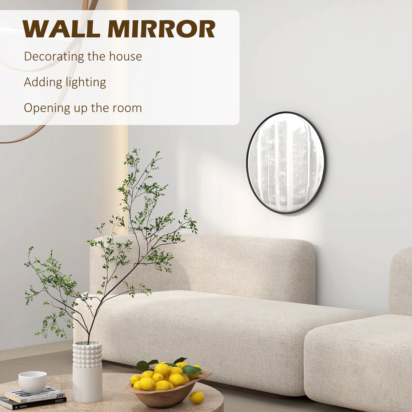 24" Round Wall Mirror, Modern Home Decor for Bedroom Living Room Bathroom, Black Wall Mirrors at Gallery Canada