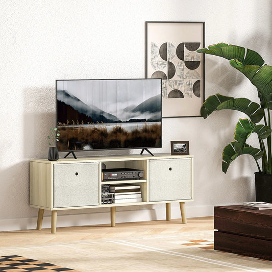 Modern TV Stand, Foldable Drawers, Shelves, Natural TV Stands Natural Wood, Beige at Gallery Canada