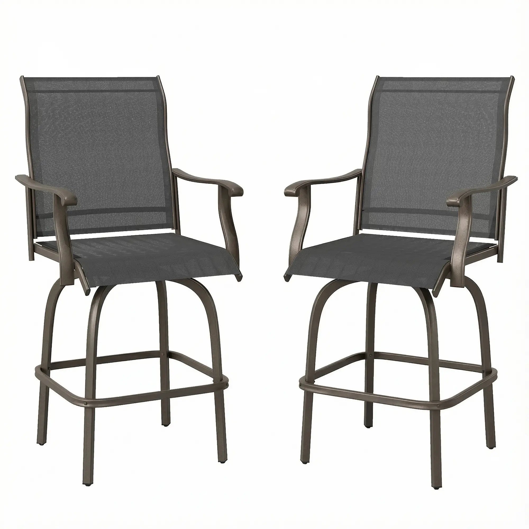 Outdoor Bar Stools Set of 2, Swivel High Back Chairs, Black Bar Stools Black at Gallery Canada