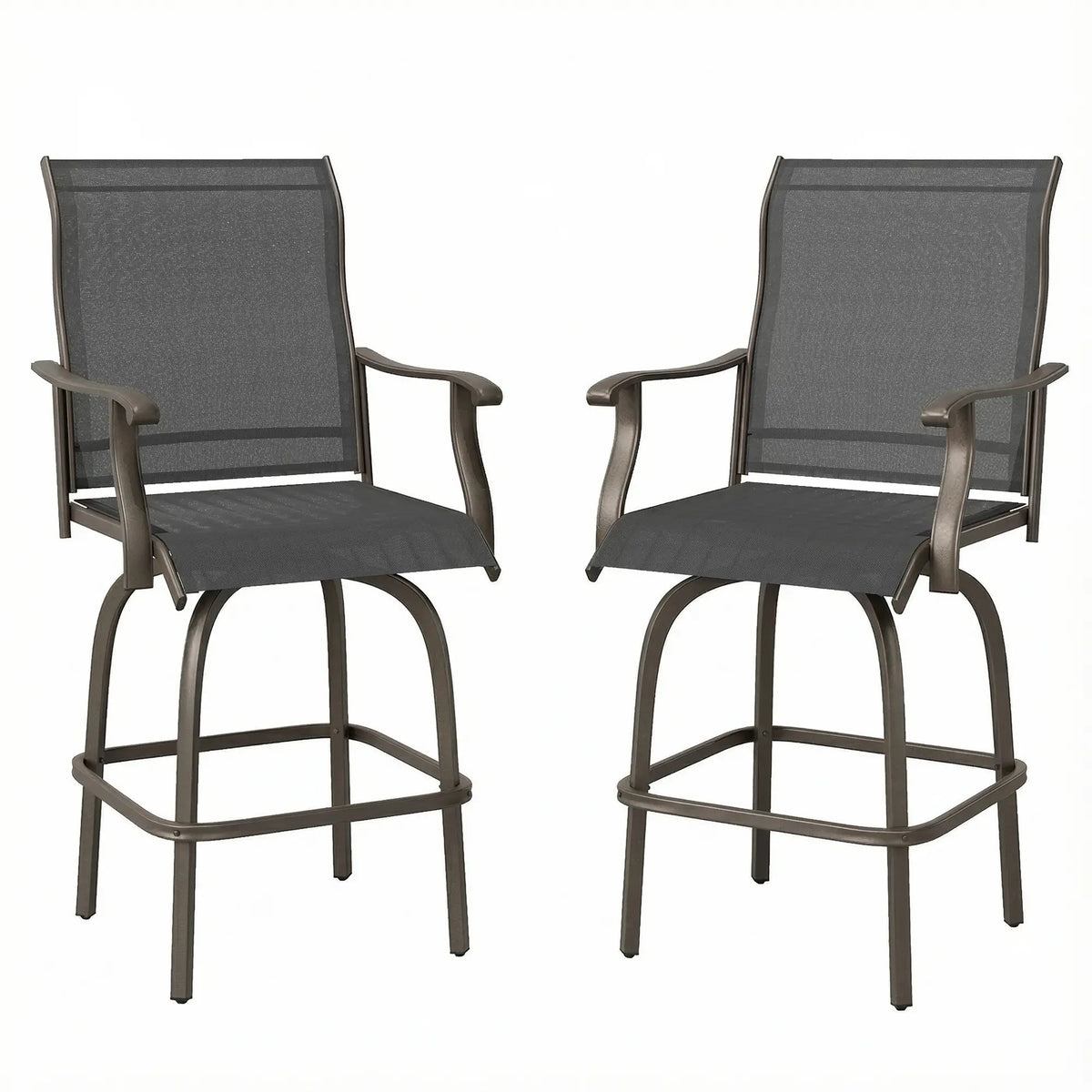 Outdoor Bar Stools Set of 2, Swivel High Back Chairs, Black Bar Stools Black at Gallery Canada