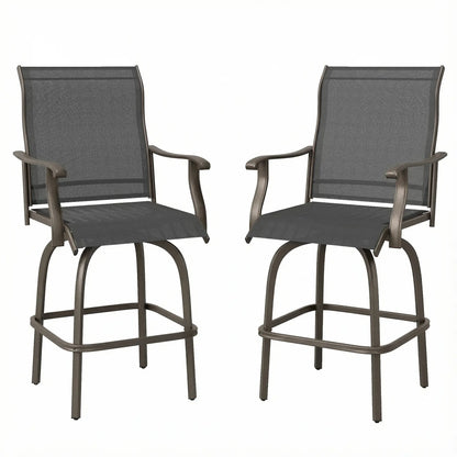 Outdoor Bar Stools Set of 2, Swivel High Back Chairs, Black Bar Stools Black at Gallery Canada