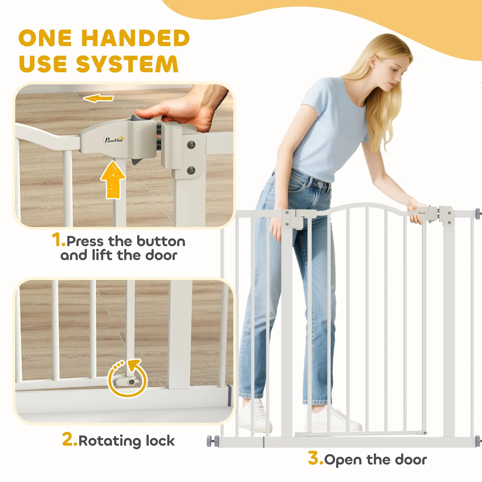 Extra Tall Dog Gate With Door, Pressure Fit, Auto Close, 29