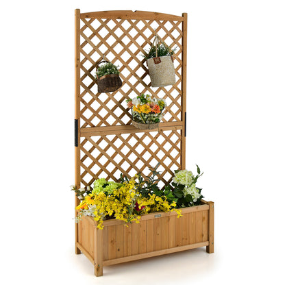 Planter Raised Bed with Trellis for Plant Flower Climb, Natural Raised Garden Beds at Gallery Canada