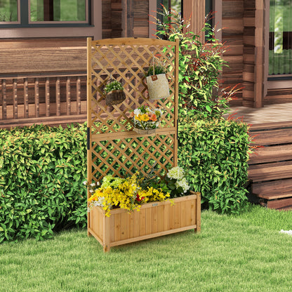 Planter Raised Bed with Trellis for Plant Flower Climb, Natural Raised Garden Beds at Gallery Canada