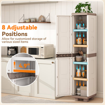 Plastic Kitchen Pantry, 4 Adjustable Shelves, Single Door, Beige Sideboards Cabinets & Buffets at Gallery Canada