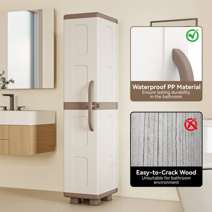 Plastic Kitchen Pantry, 4 Adjustable Shelves, Single Door, Beige Sideboards Cabinets & Buffets at Gallery Canada