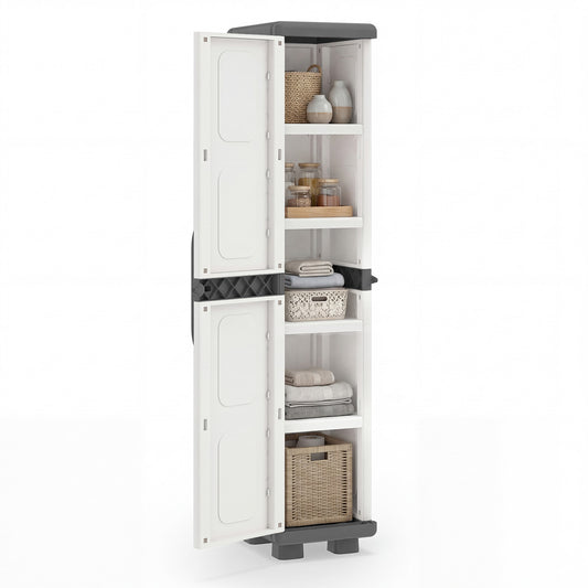 Plastic Kitchen Pantry, 4 Adjustable Shelves, Single Door, Gray Sideboards Cabinets & Buffets Gray at Gallery Canada