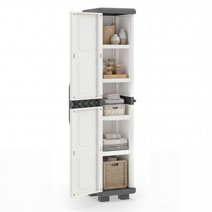 Plastic Kitchen Pantry, 4 Adjustable Shelves, Single Door, Gray Sideboards Cabinets & Buffets Gray at Gallery Canada