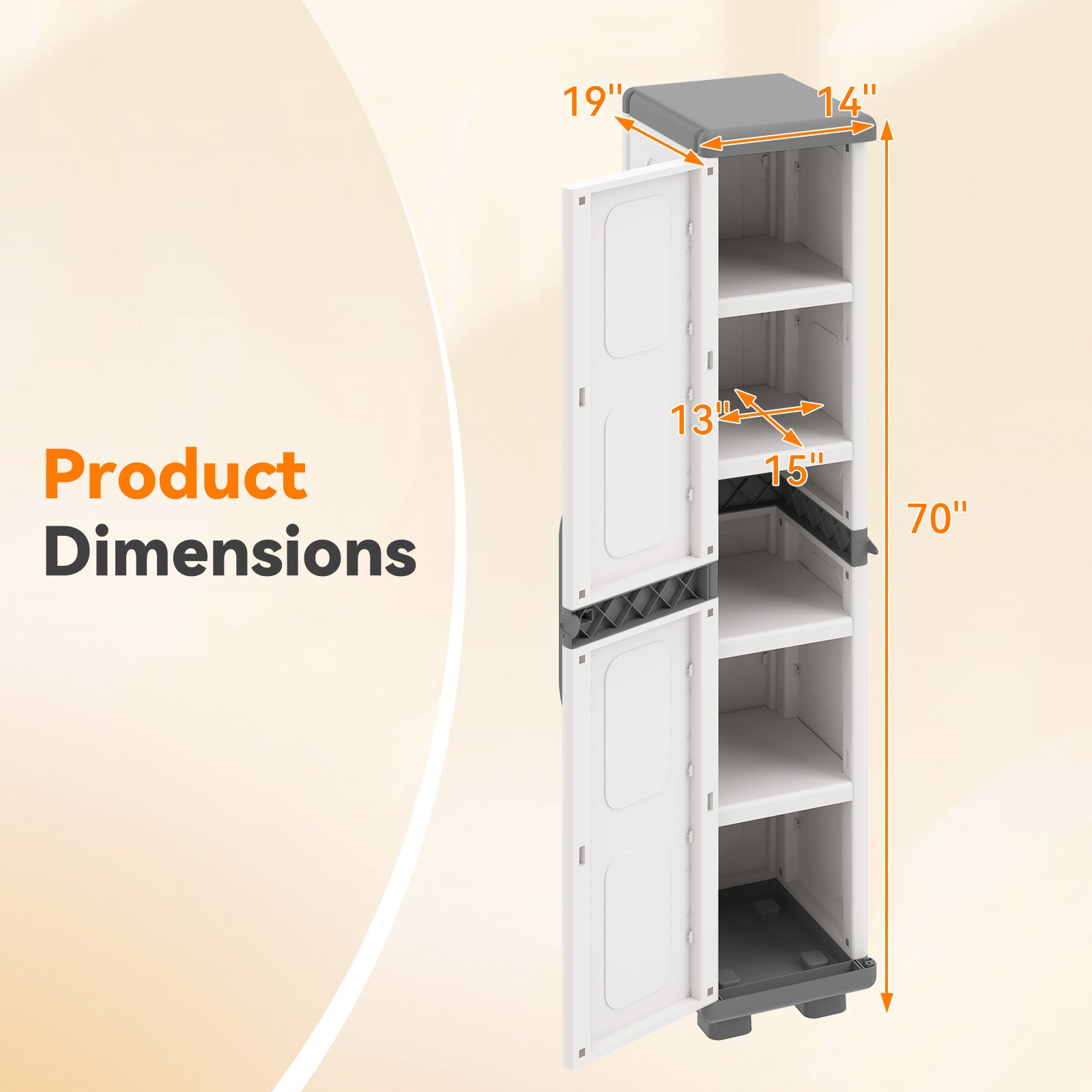 Plastic Kitchen Pantry, 4 Adjustable Shelves, Single Door, Gray Sideboards Cabinets & Buffets at Gallery Canada