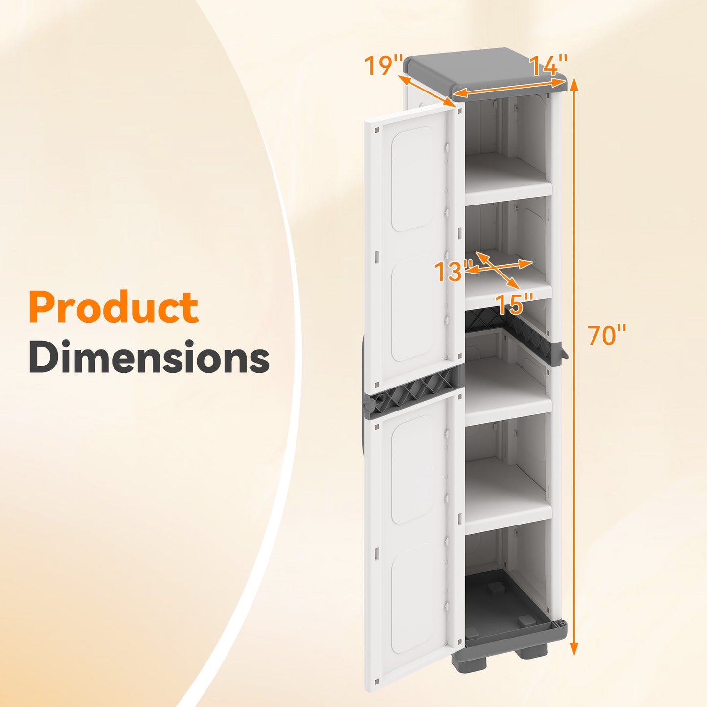 Plastic Kitchen Pantry, 4 Adjustable Shelves, Single Door, Gray Sideboards Cabinets & Buffets at Gallery Canada