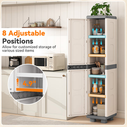 Plastic Kitchen Pantry, 4 Adjustable Shelves, Single Door, Gray Sideboards Cabinets & Buffets at Gallery Canada